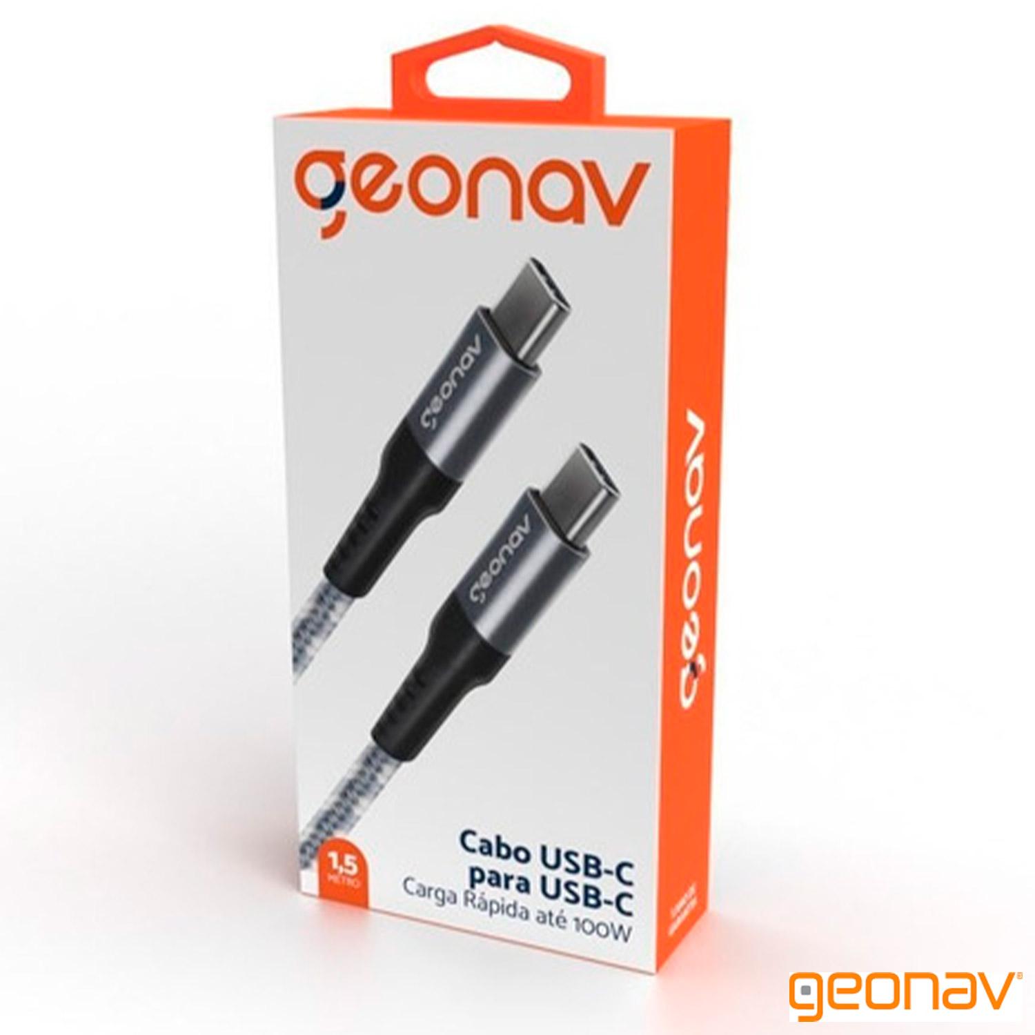 Miniatura Cabo USB-C para USB-C 2.0 com 1,5 metros Cinza - Geonav - UCC04