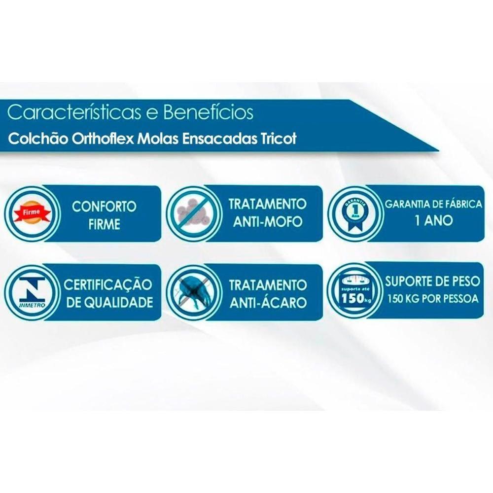 Cama Box Casal: Colchão Molas Ensacadas Orthoflex Masterpocket Tricot + Base Black(138X188)