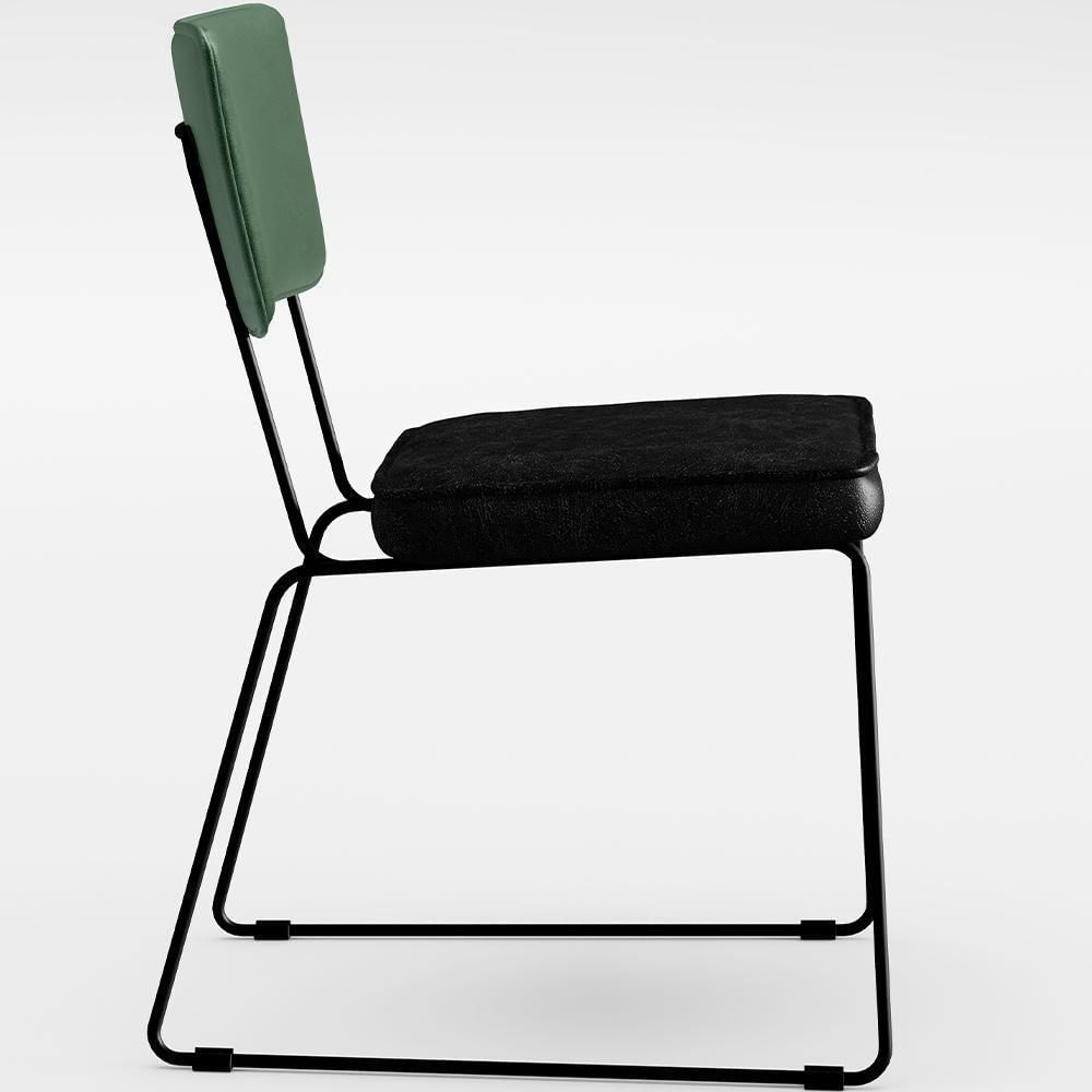Miniatura Kit 04 Cadeiras L02 Facto Verde Musgo Couríssimo Preto