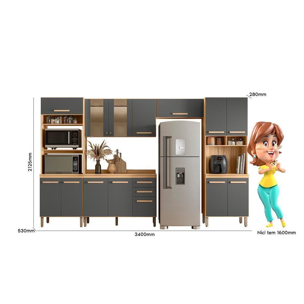 Miniatura Cozinha Modulada Intenza Zoe 5 Peças Freijó-chumbo - Nicioli Freijó-chumbo
