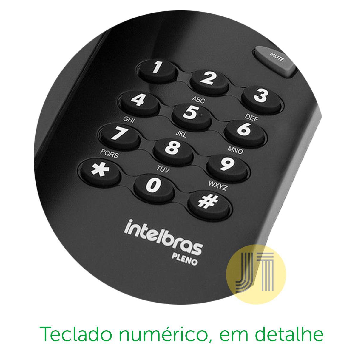 3X Telefone Com Fio Mesa Intelbras Pleno Preto Sem Chave