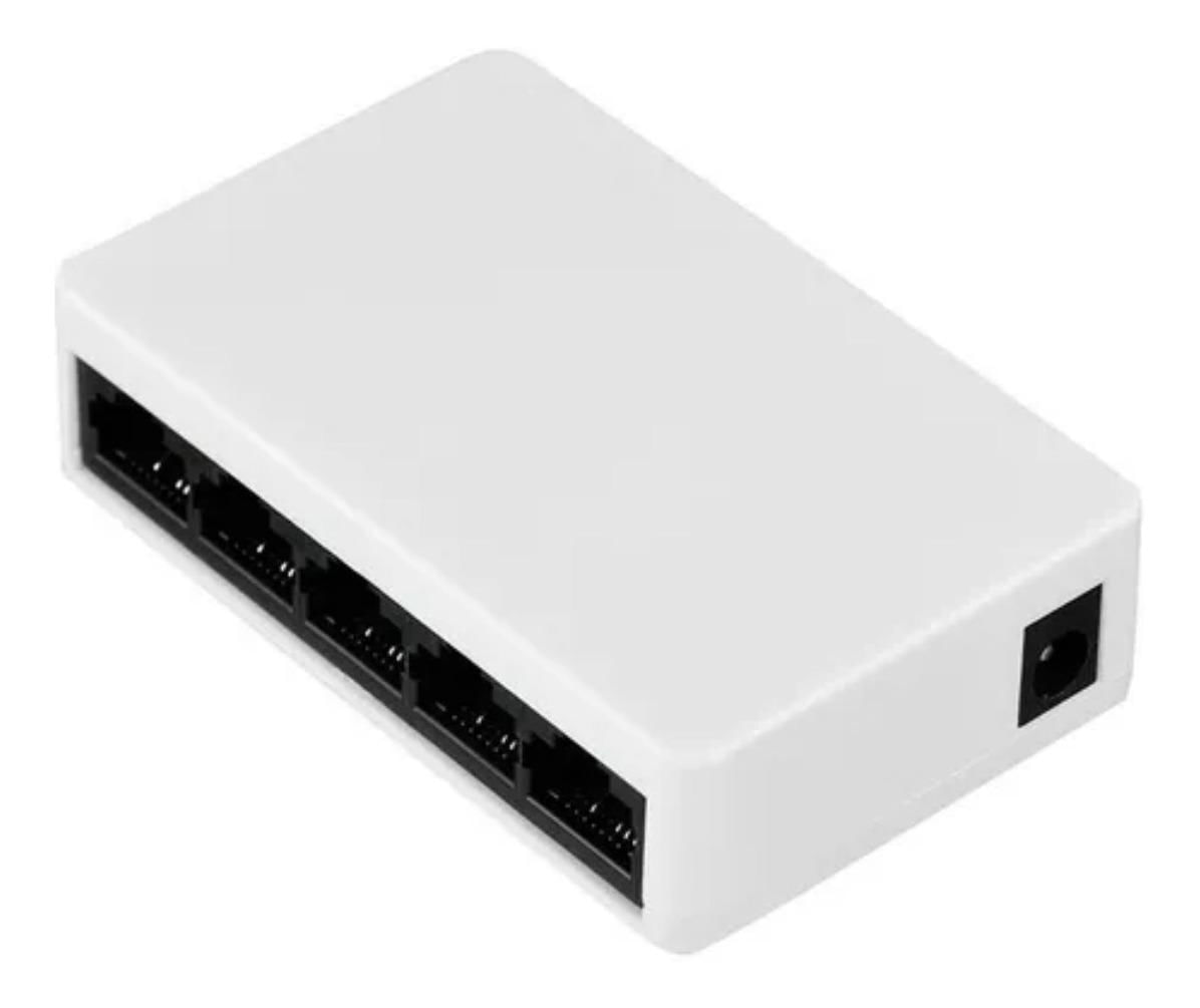 Miniatura Switch Mini 5 Portas Hub Cabo 10/100Mbps Rede Ethernet Rj-45