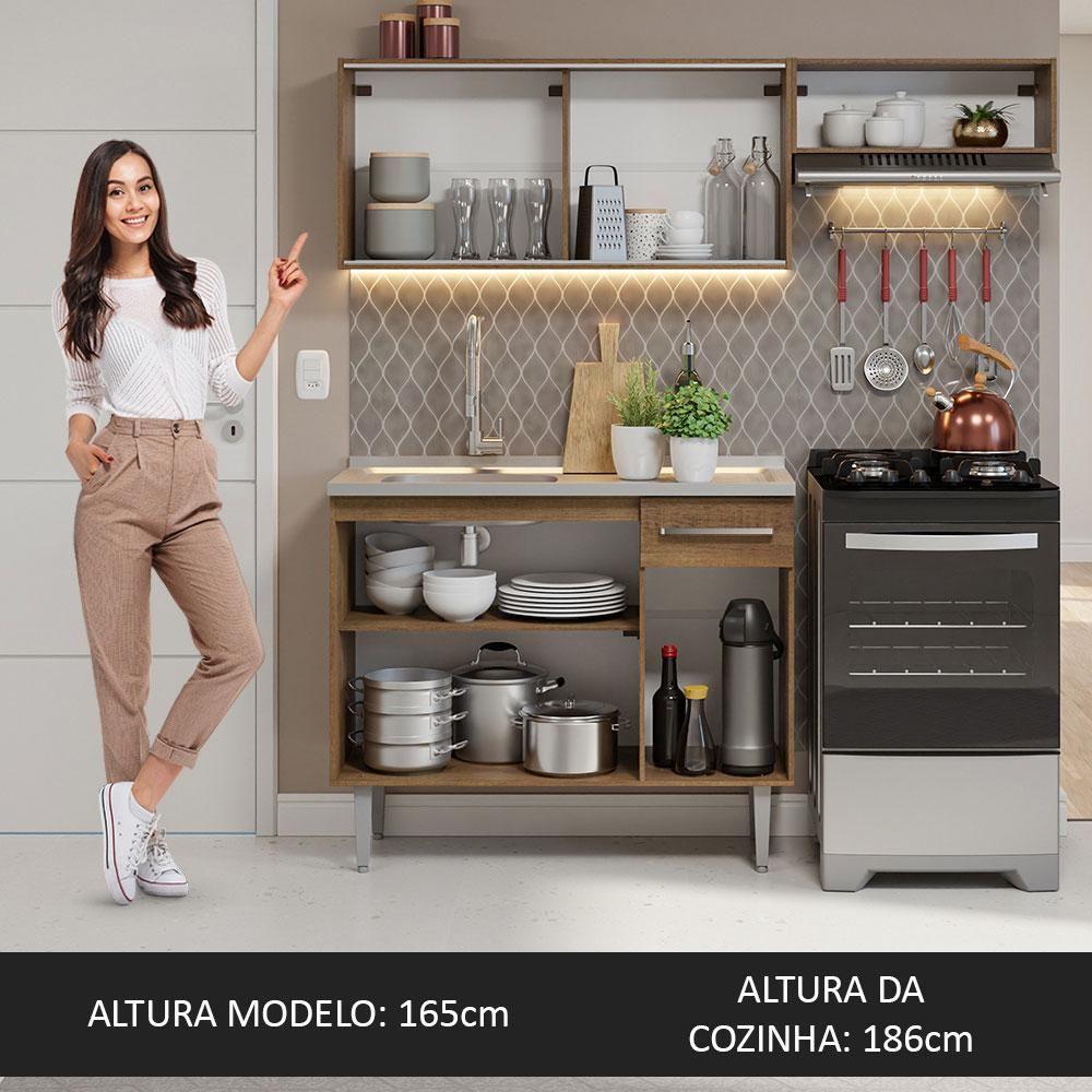 Miniatura Armário De Cozinha Compacta 165cm Com Pia Rustic Emilly Madesa 06 Rustic