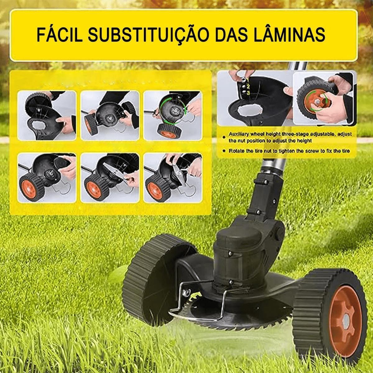 Aparador De Grama Mato Roçadeira Bateria Recarregável