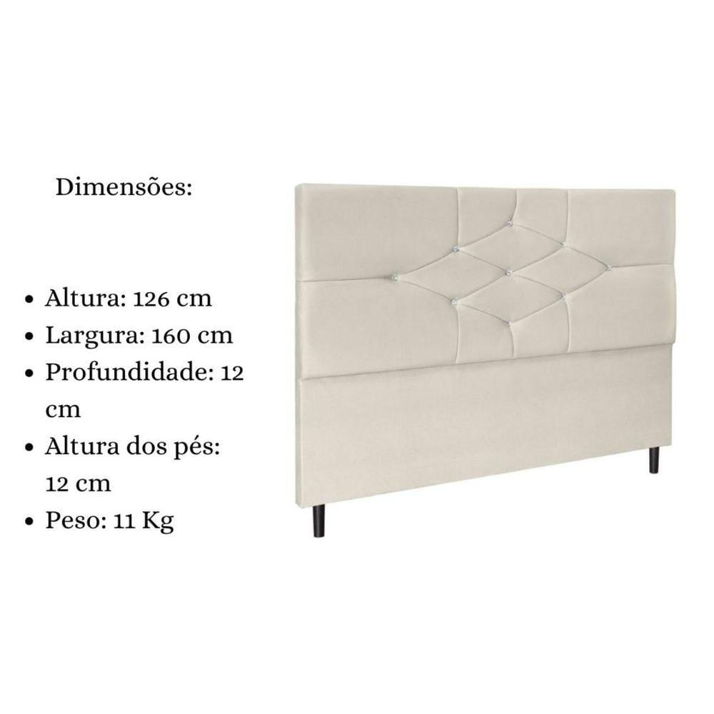 Cabeceira Cama Box Queen 160cm Virgínia Suede Bege E Frame