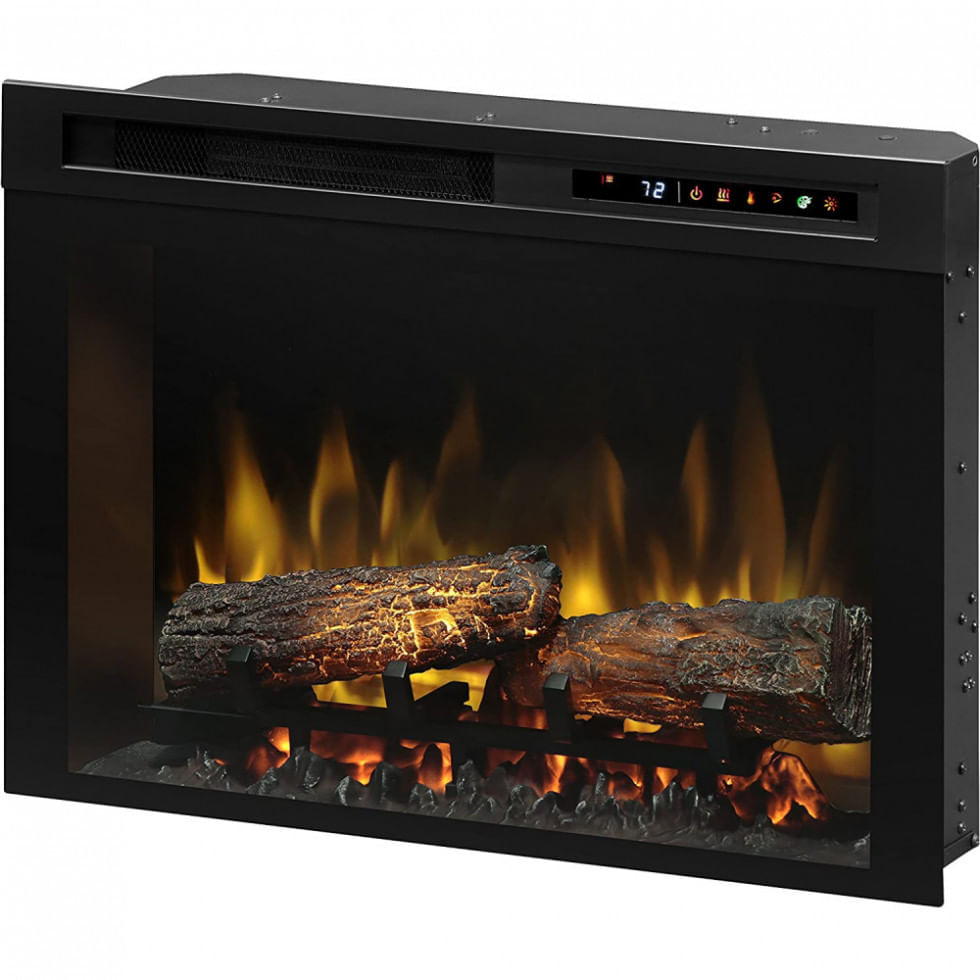 Miniatura Lareira Elétrica de Embutir A48x66L com Controle Remoto e Chamas Multicolorida, 110V, Dimplex, Preta