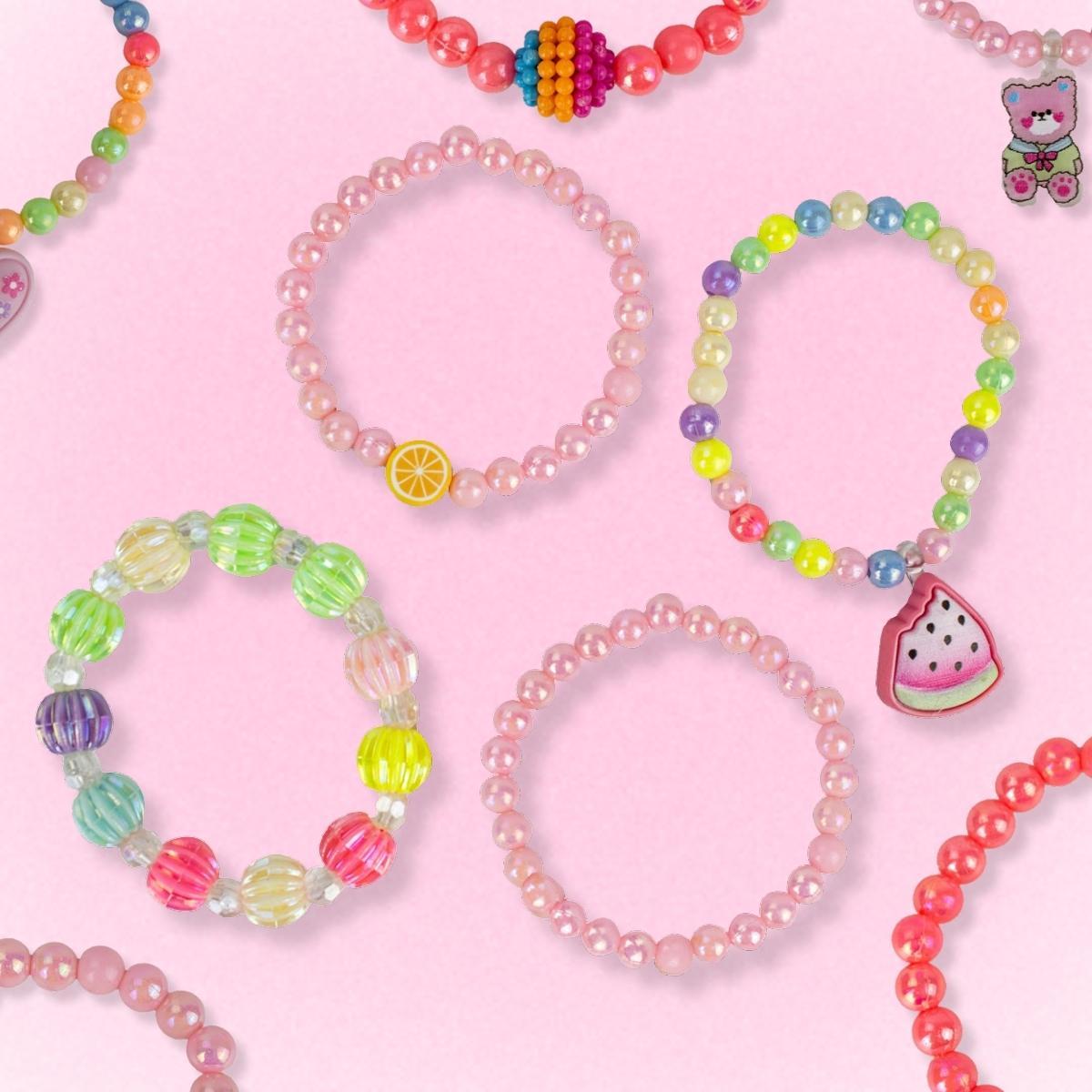Miniatura Kit 4 Pulseiras Infantil Pingente Miçanga Colorida Menina