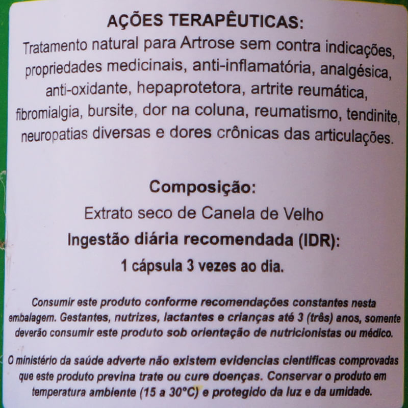 Miniatura Kit 6 Potes Canela De Velho 500Mg 100Cps Ervas Brasilis