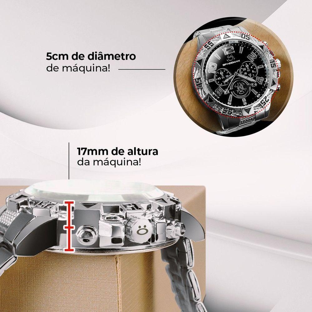 Miniatura Relogio Aço Inox Prata + Cordão Original Grande Presente Casual Social Garnde Analogico