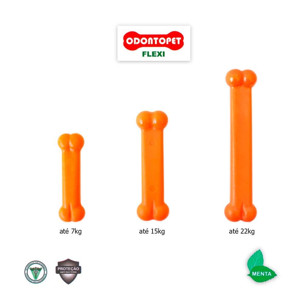 Miniatura Brinquedo Odontopet Osso Bone Flexi Laranja para Cães - Tam. M