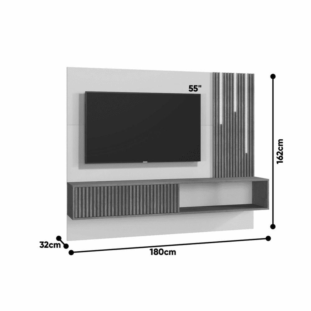 Miniatura Painel Ripado Com Led - Roma-naturale-off - Mavau Móveis