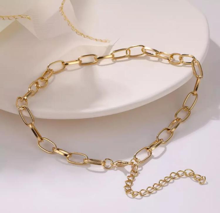 Miniatura Colar Dourado Corrente Fina Entrelaçada