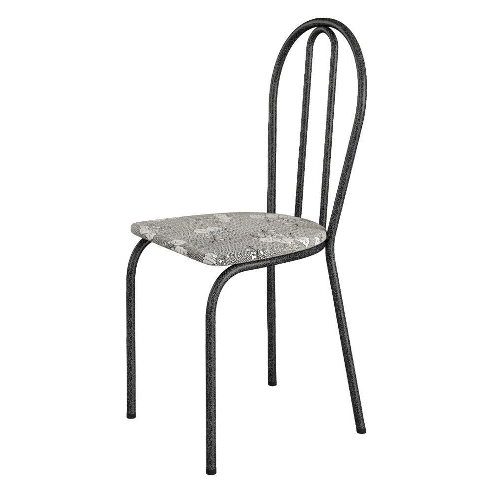 Miniatura Kit 4 Cadeiras De Cozinha Texas Estampado Iguatemi Branco Pés De Ferro Cromo Preto - Pallazio