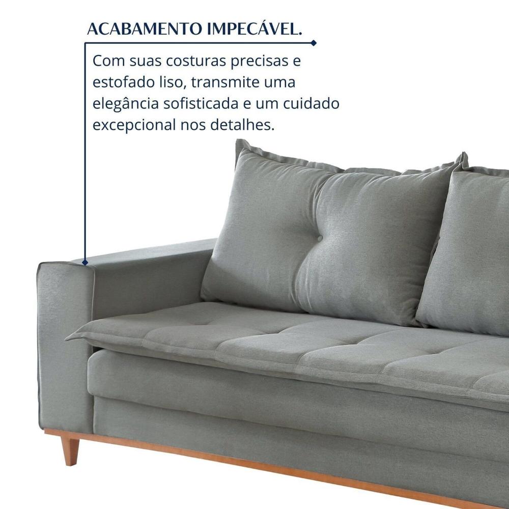 Sofá 4 Lugares 220cmx 92cm X 81cm Caparaó Cinza