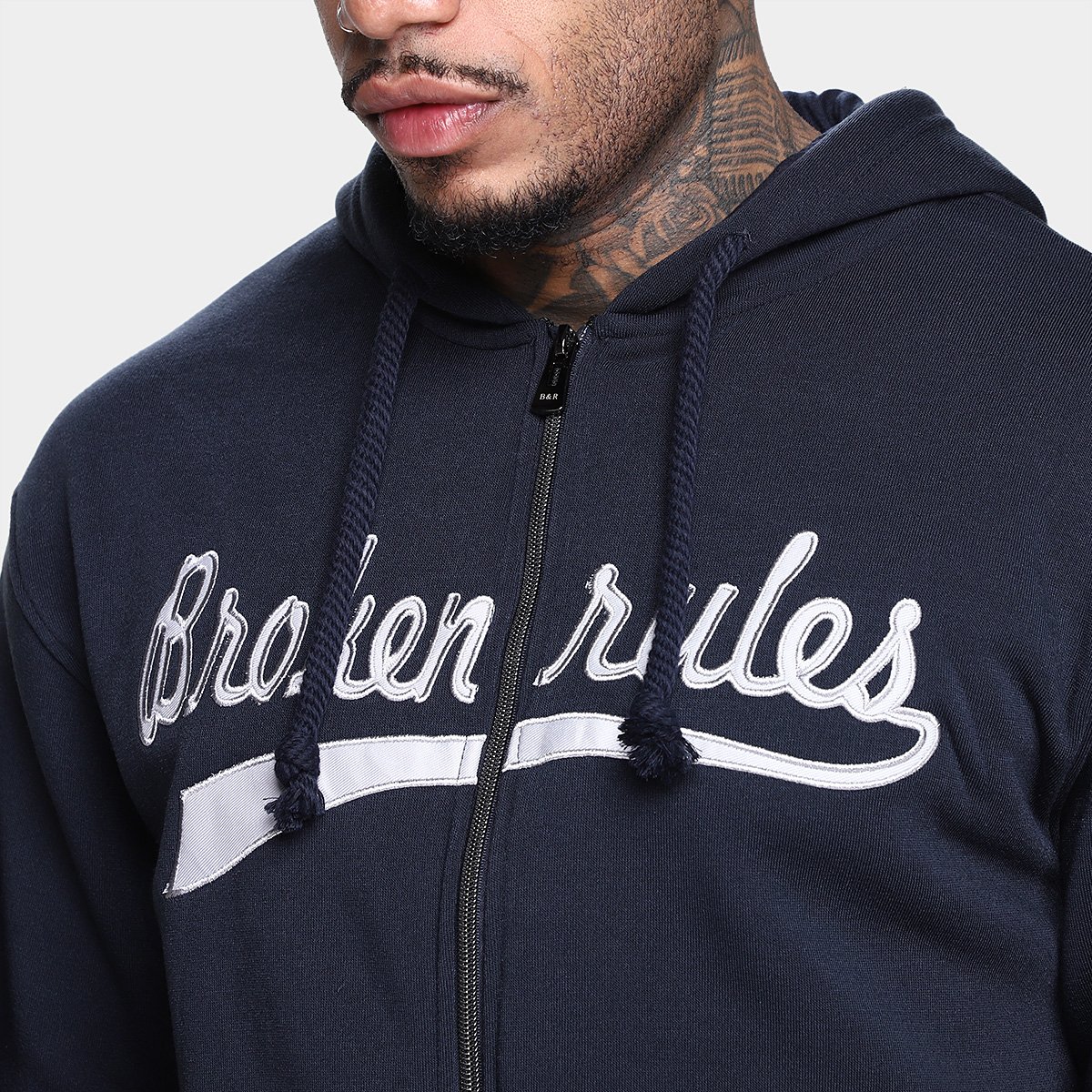 Miniatura Jaqueta Moletom Broken Rules Bordado Masculina Marinho - G