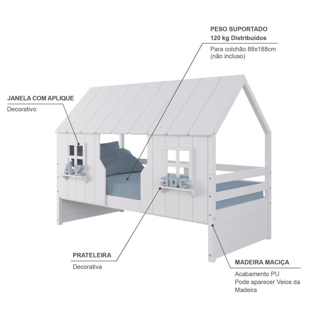 Miniatura Cama Casinha Encantada Madeira Maciça Branco Housin