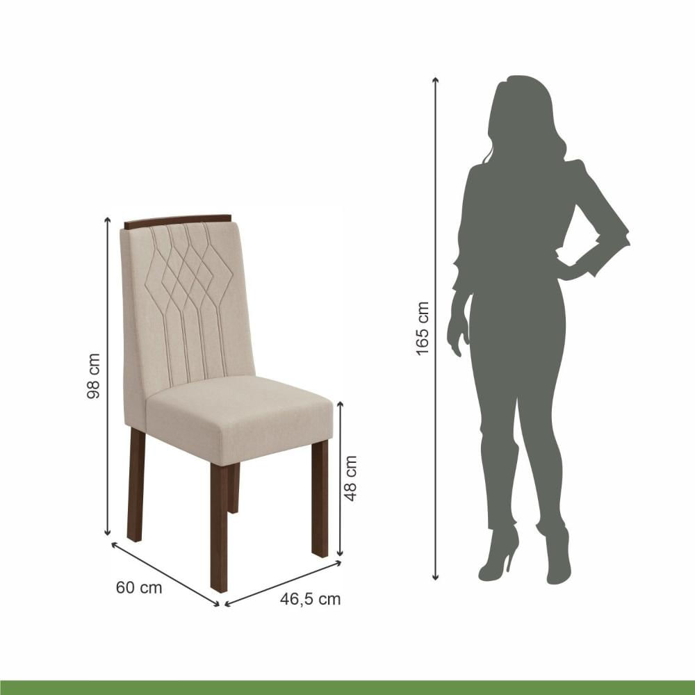 Miniatura Conjunto 6 Cadeiras Exclusive Móveis Lopas Imbuia Clean/Linho Rinzai Bege