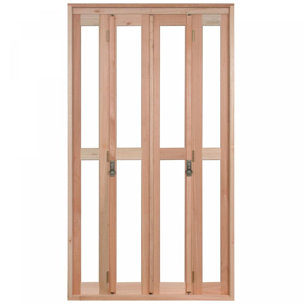 Miniatura Porta Janela com Caixilhos para Vidros Pantográficos Inteiros 213x140cm Rondosul Natural