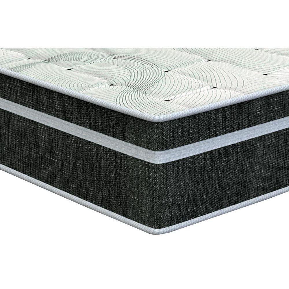 Cama Box Solteiro: Colchão Molas Bonnel Orthoflex Venezia + Base Crc Suede Black(88X188)
