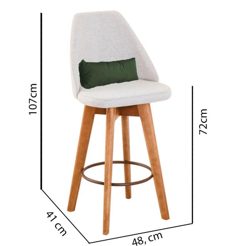 Miniatura Kit 07 Banquetas Linho Bege E Almofada Suede Verde Musgo