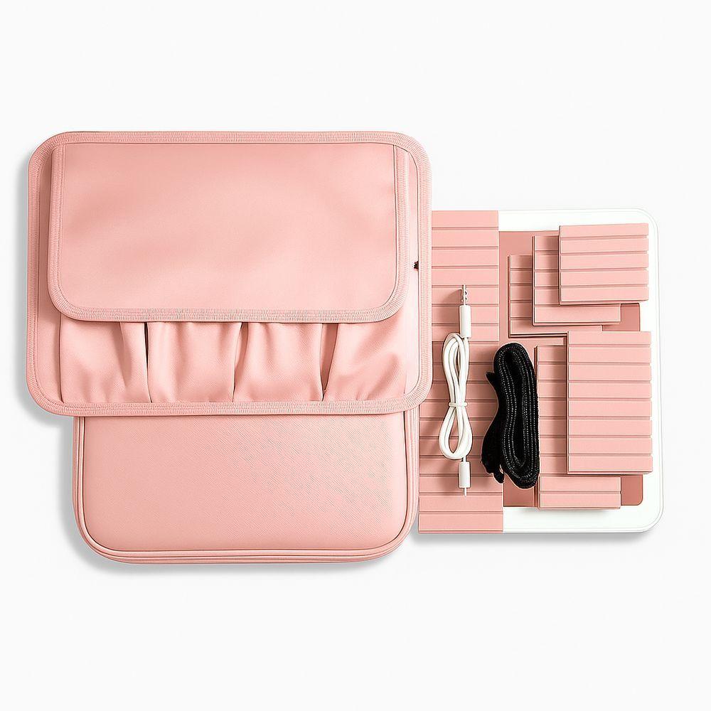 Maleta De Maquiagem Com Espelho Led - Ideal Para Viagens - Rosa