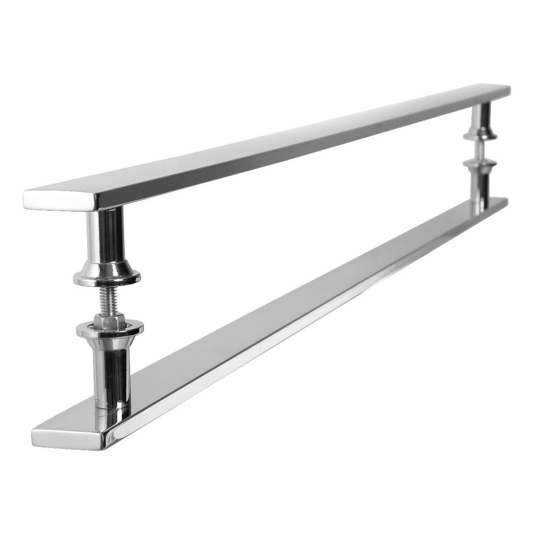 Miniatura Puxador Barra Chata Inox Para Porta De Madeira Vidro 70 Cm Puxador - Porta - Aço inox, madeira