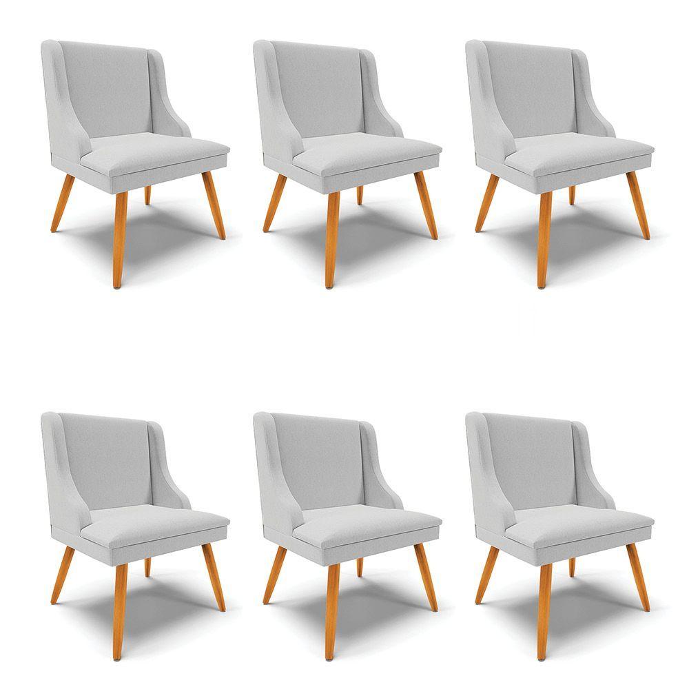 Miniatura Kit 06 Cadeiras De Jantar Liz Linho Cinza A05 D'rossi