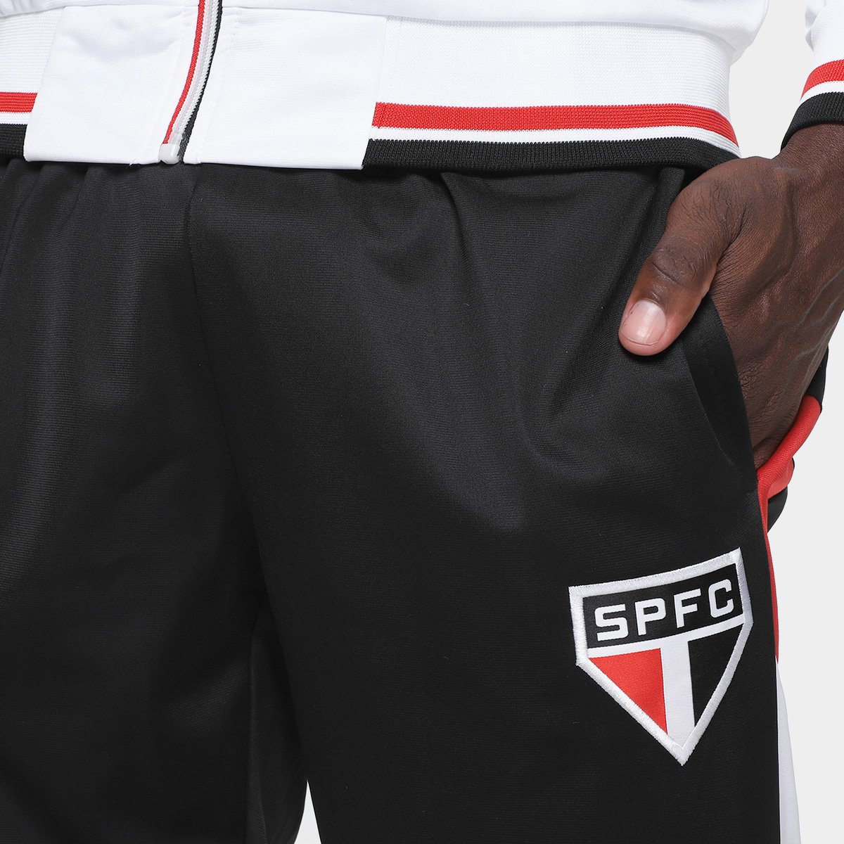Miniatura Agasalho São Paulo Trilobal Tricolor SPR Masculino Branco+Vermelho - GG