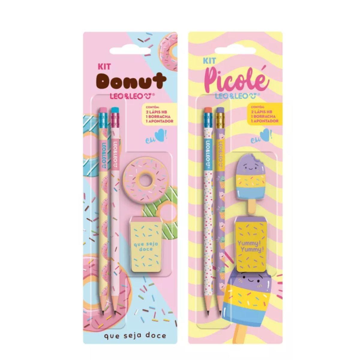 Miniatura Kit Escolar Papelaria Fofa 16 Itens Lapis Kawaii Borracha