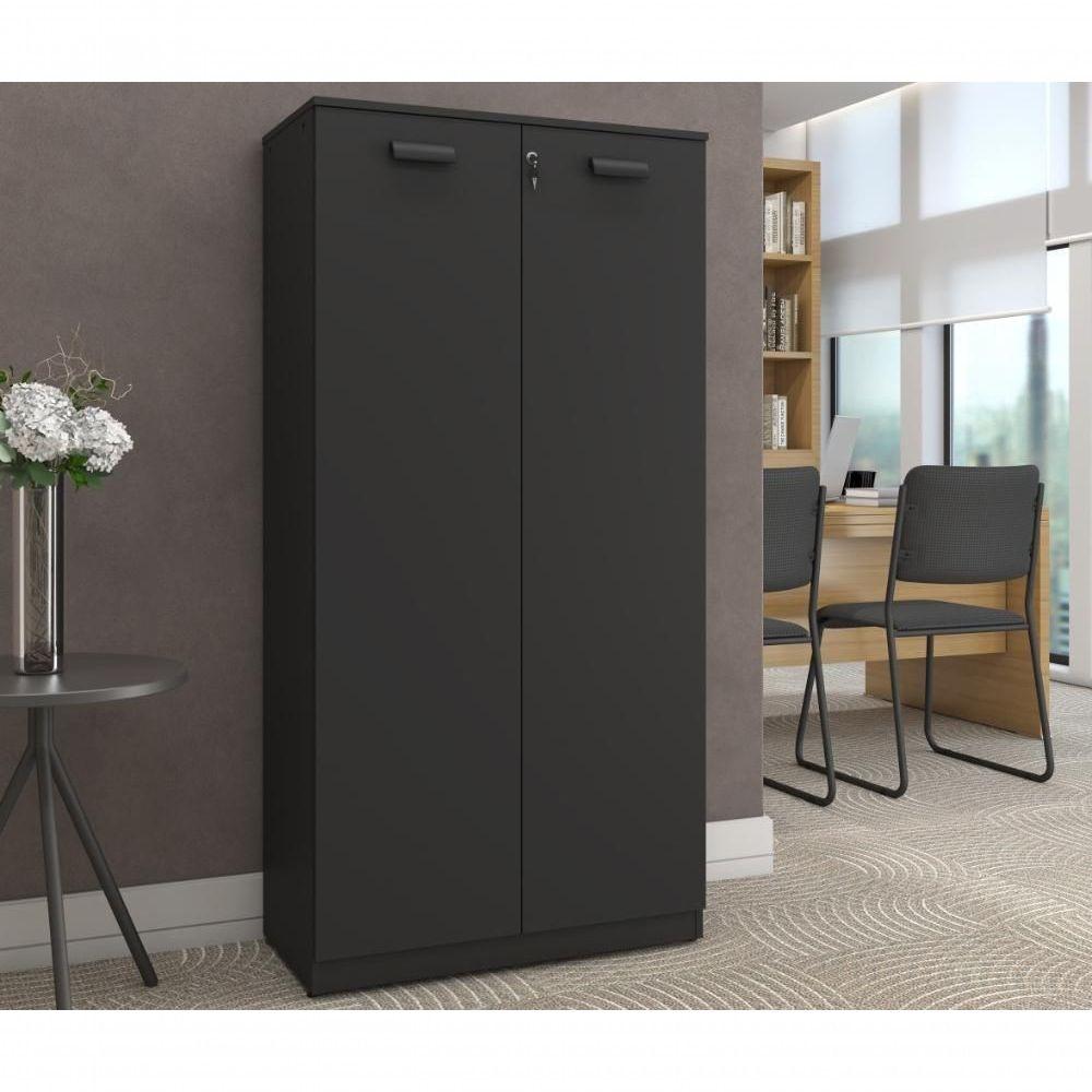 Miniatura Armário Alto Com 2 Portas Fechado Para Escritório - Preto Preto