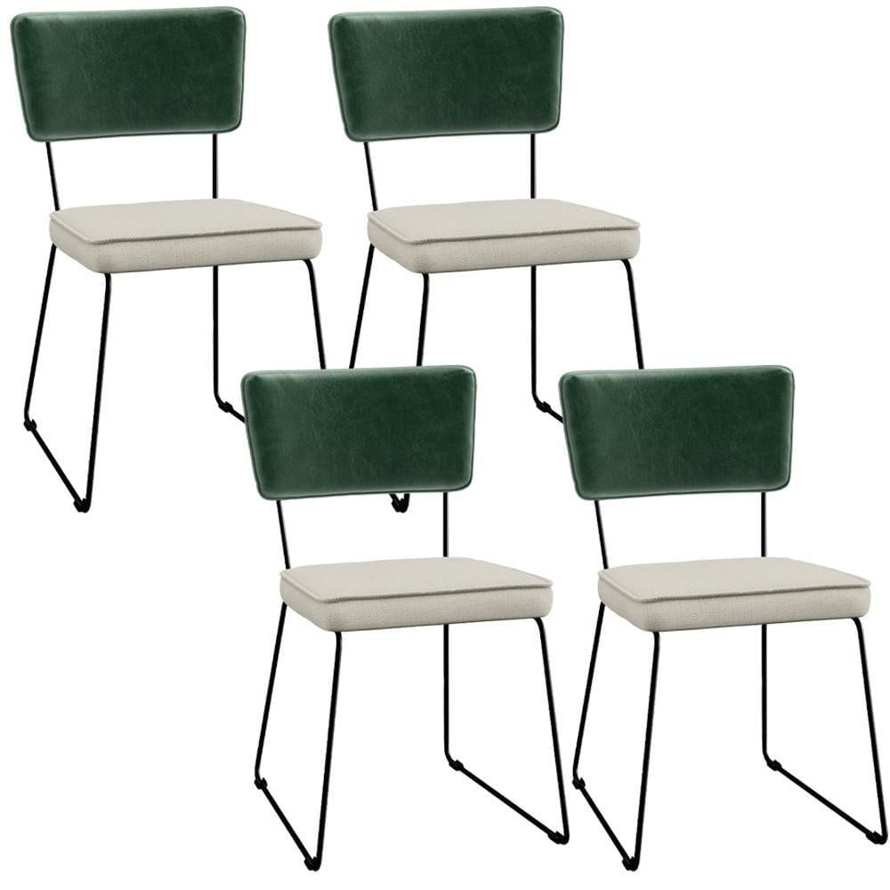 Miniatura Kit 04 Cadeiras L02 Facto Verde Musgo Linho Champagne