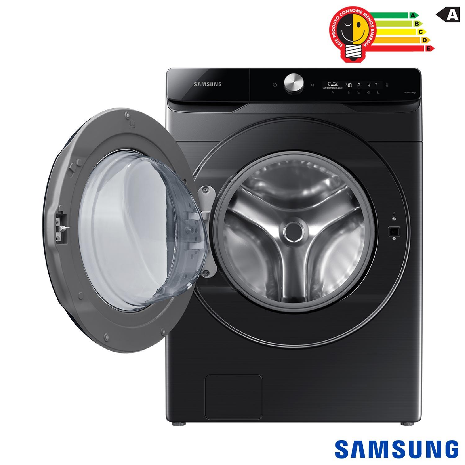 Miniatura Lava e Seca 18 Kg Samsung Eco Bubble Preto e Inox com 25 Programas de Lavagem - WD18T6500GV/AZ 110
