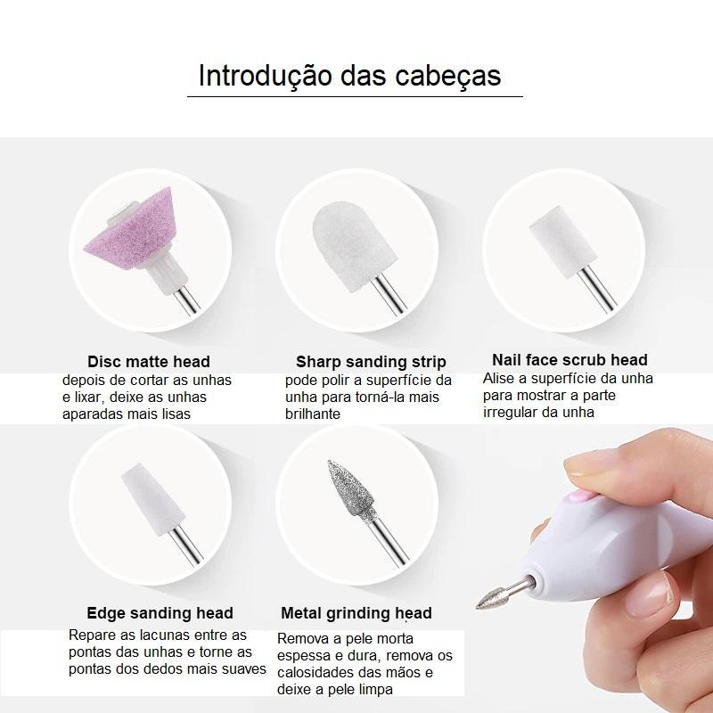 Miniatura Polidor De Unhas Profissional Broca De Unhas Elétrica Lixa