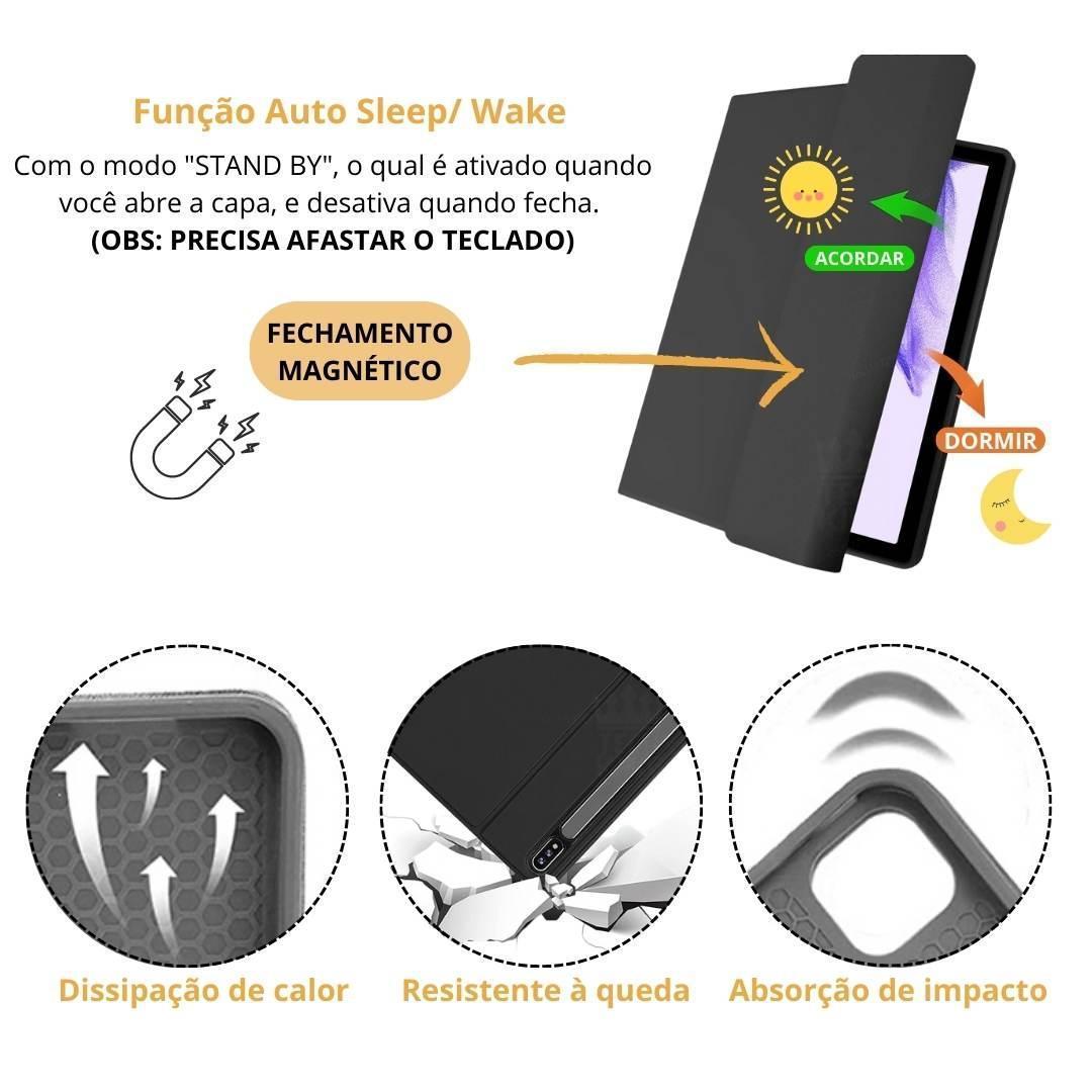 Miniatura Capa Com Teclado Magnético Para Galaxy Tab S7 Plus 2020 T970