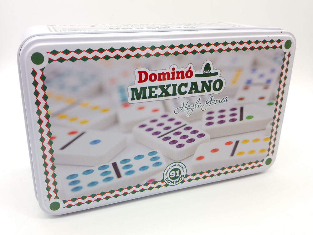 Miniatura Jogo Dominó Mexicano Trem 91 Pedras Branco