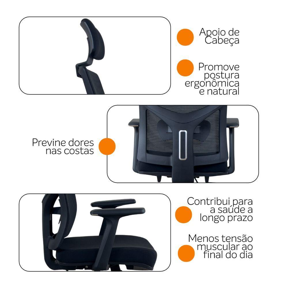 Kit 3 Cadeiras Presidente Oficial Comfort Viena Com Apoio