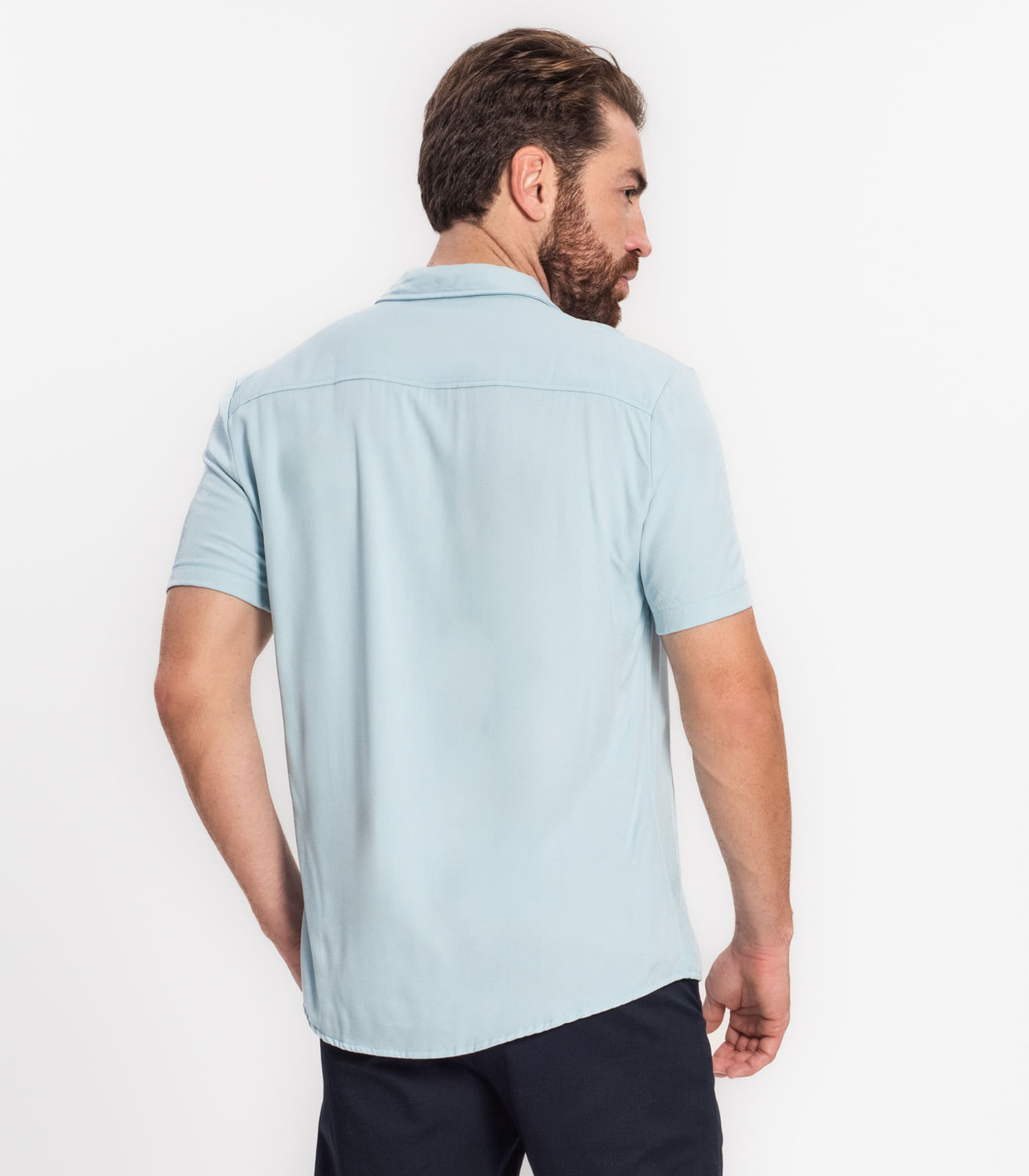 Miniatura Camisa Masculina Em Viscose Dobby Diametro Azul G