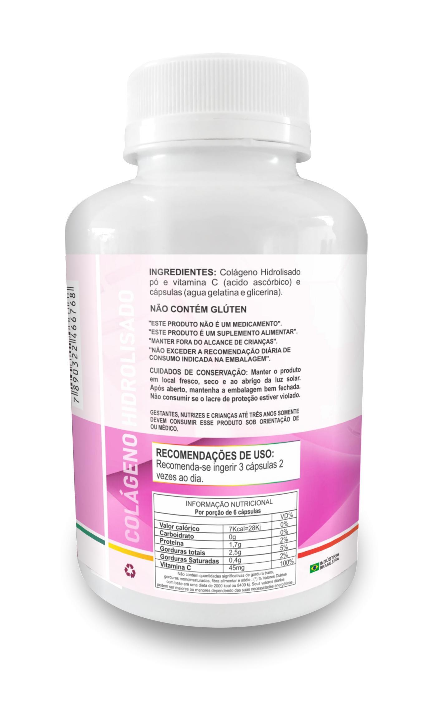 Miniatura Colágeno Hidrolisado Com Vitamina C 120 Cápsulas 500Mg