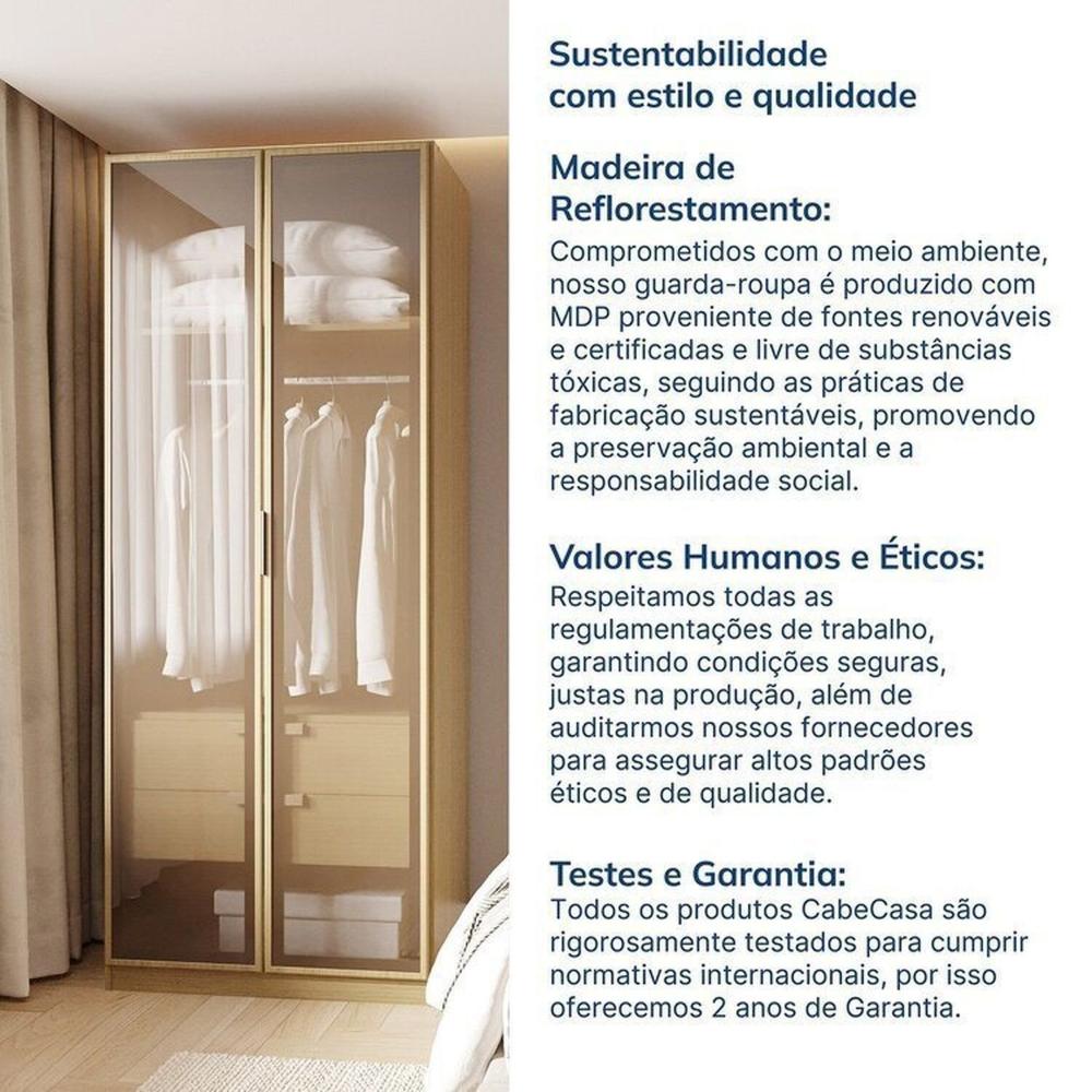 Guarda Roupa Linear 1 Porta Reflecta Jade Cabecasa Madeiramadeira Branco Fosco