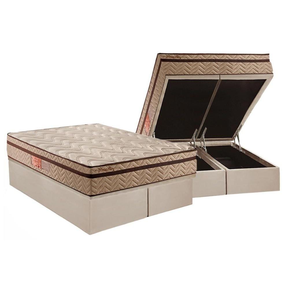 Miniatura Cama Box Baú Queen: Colchão Molas Ensacadas Paropas Marcelly Ibiza + Base Clean(158X198)