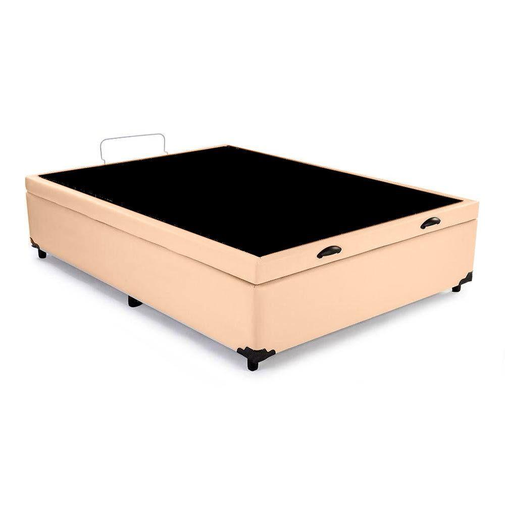 Miniatura Cama Box Baú Blindado Casal King Design Sintético Bege 138x188x41
