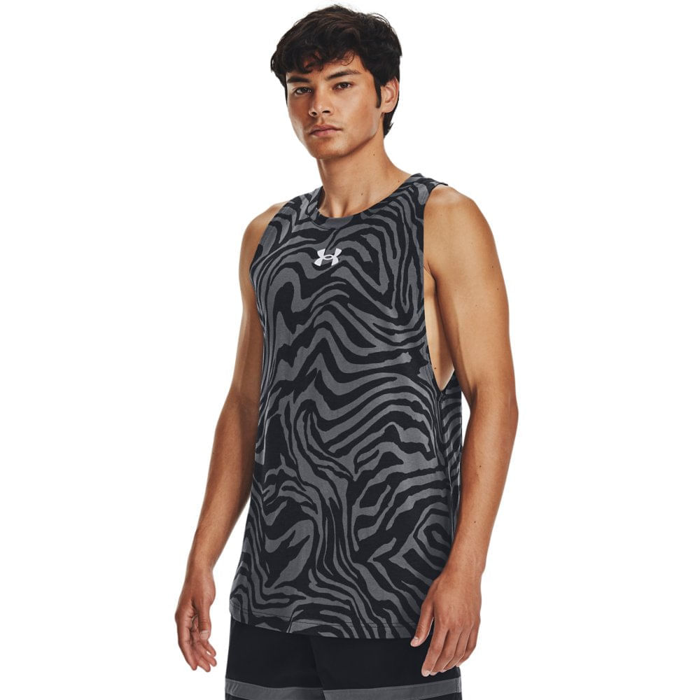 Regata de Treino Masculina Under Armour Bsline Printed Preto - 2GG