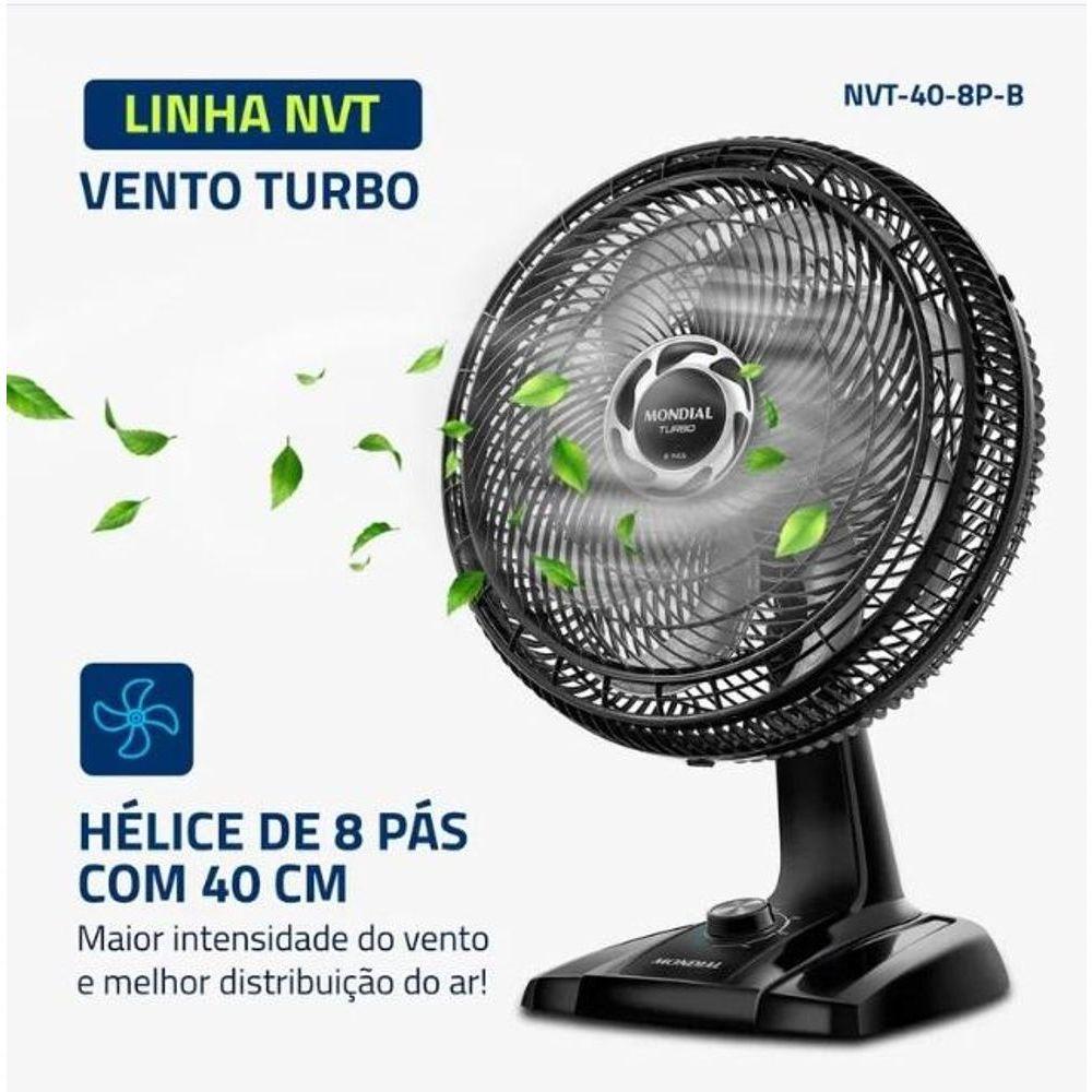 Ventilador De Mesa 40cm Turbo Nvt-40-8p-b Preto/prata 110V