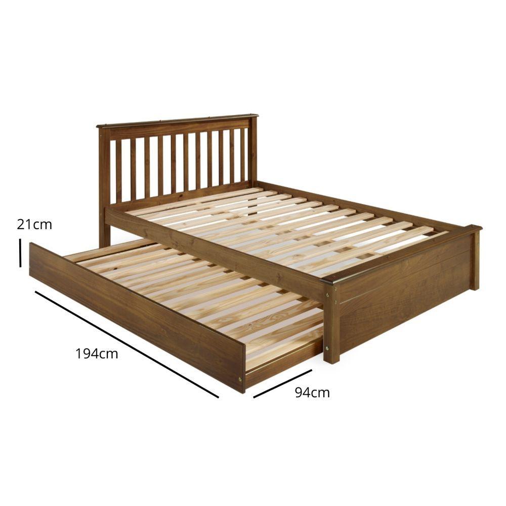 Miniatura Conjunto Cama Casal Inglesa Com Cama Auxiliar Em Madeira Maciça Mv Outlet Castanho