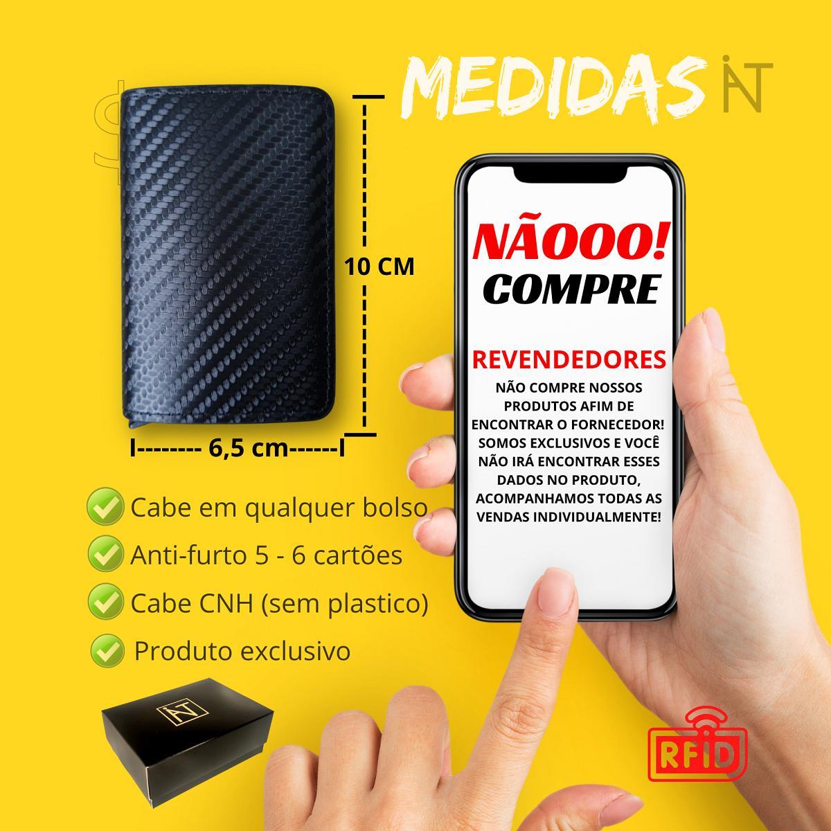 Miniatura Porta Cartão Rigido Couro Executiva Protect Rfid Lançamento