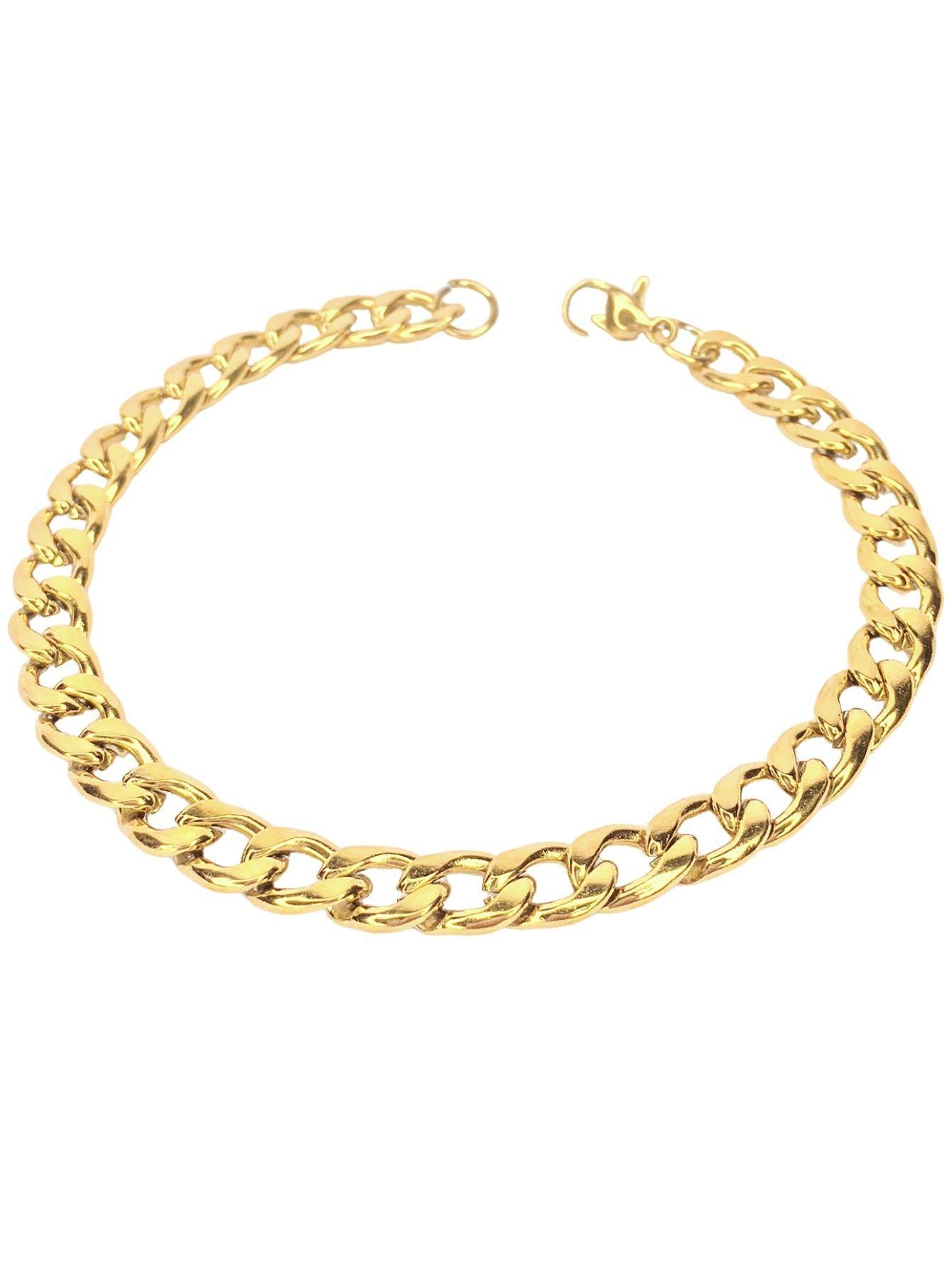 Pulseira Masculina Dourada Grumet Cubana 1X1 6Mm Aço