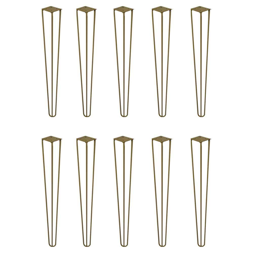 Kit 10 Pés De Metal 60 Cm Mesa De Canto Aparador Dourado