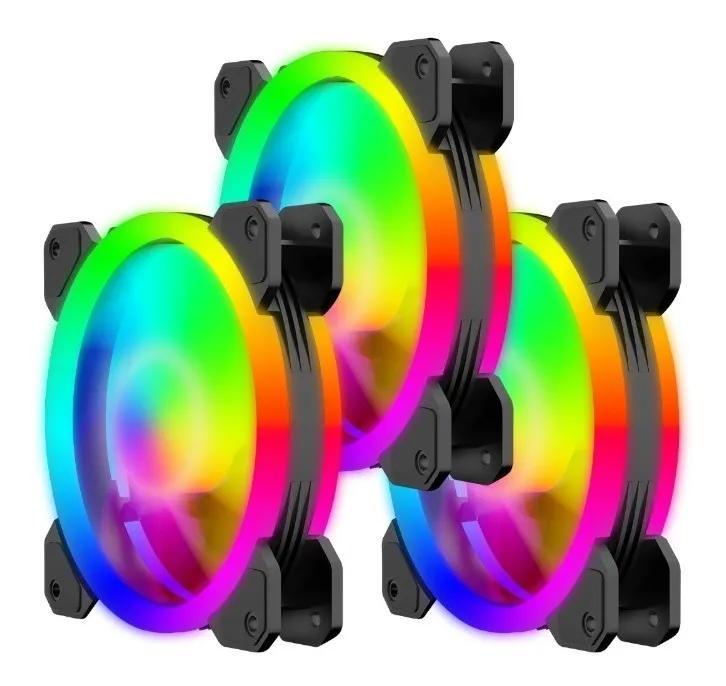 Miniatura Kit 3 Coolers Fan Gabinete Led Rgb 120Mm T-Dagger T-Tgf513