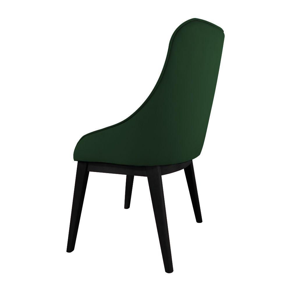 Miniatura Cadeira De Jantar Elisa Nobre Estofada Liso Veludo Verde Base Madeira Maciça Preto