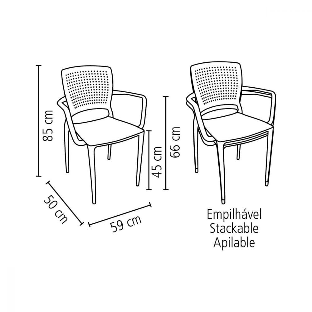 Cadeira Tramontina Safira com Braços Camurça Fibra de Vidro